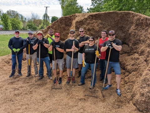 A Days of Caring team is hard at work