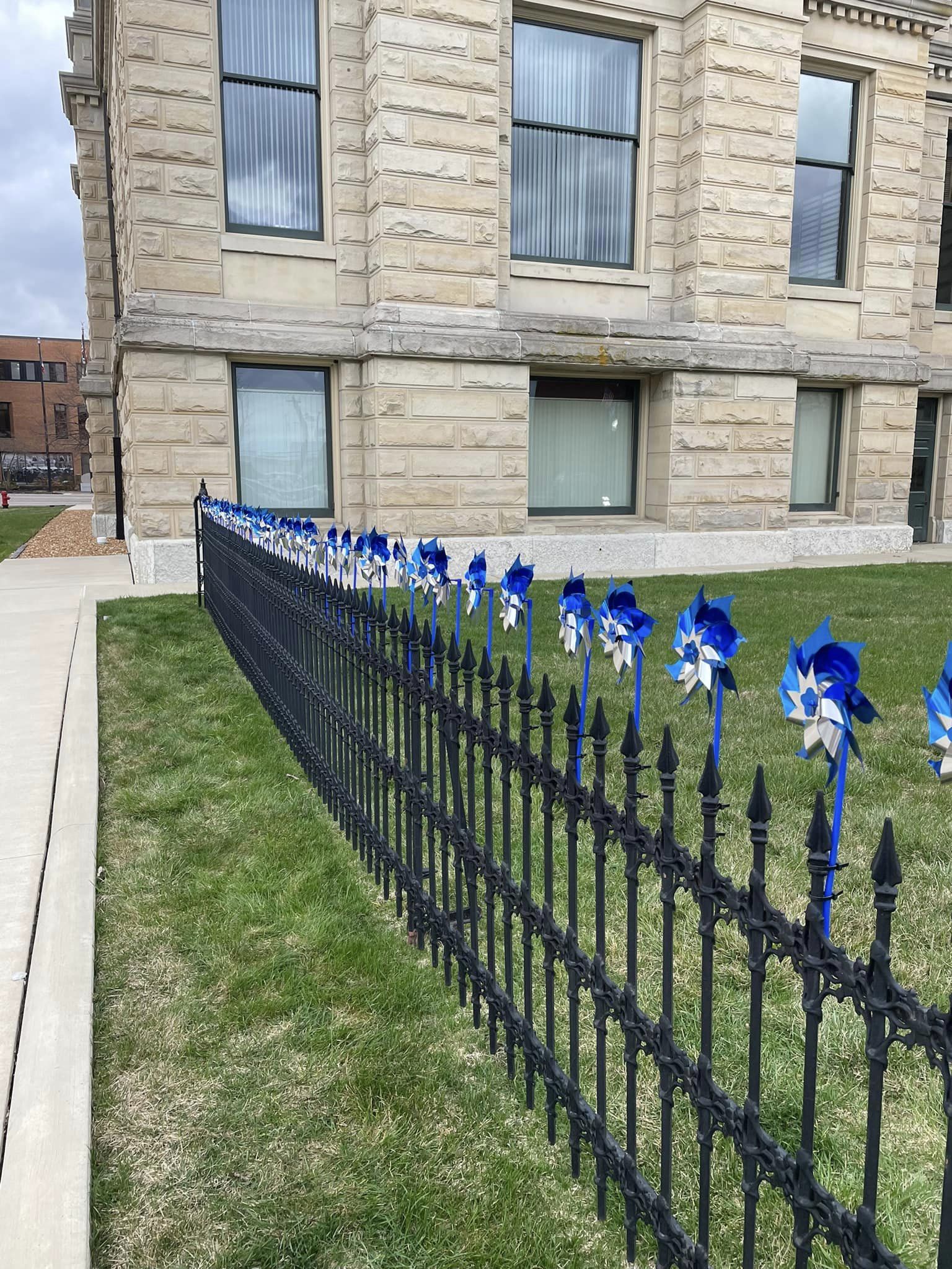 Pinwheels represent local cases of child abuse or neglect