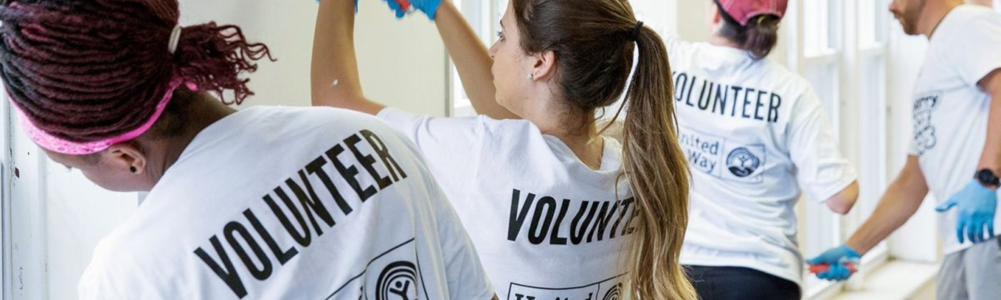 Volunteers work together to get the job done