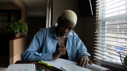 A student works on an assignment