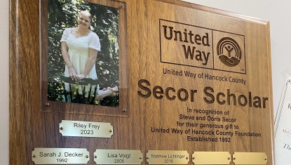 Secor Scholarship winners plaque